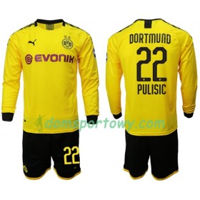 Koszulka Borussia Dortmund Pulisic 22 Dziecięcy Domowe Koszulki Piłkarskie 2019-2020 Długi Rękaw